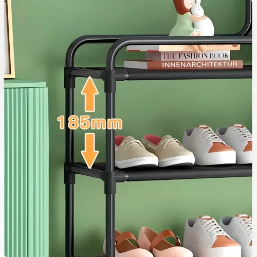 Підлогова металева полиця для взуття в передпокій Shoe rack BLACK 60 *21*78 см. - фото 9