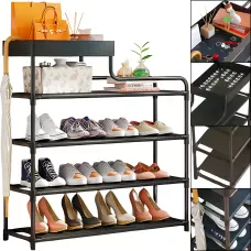 Підлогова металева полиця для взуття в передпокій Shoe rack BLACK 60 *21*78 см.