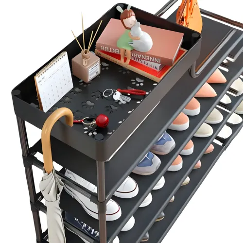 Підлогова металева полиця для взуття в передпокій Shoe rack BLACK 60 *21*78 см. - фото 8