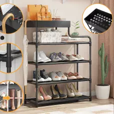 Підлогова металева полиця для взуття в передпокій Shoe rack BLACK 60 *21*78 см.