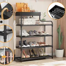 Підлогова металева полиця для взуття в передпокій Shoe rack BLACK 60 *21*78 см.