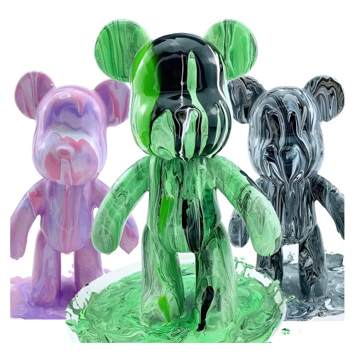 Набор для творчества 23 см флюидный Мишка fluid violent bear bearbrick, с набором красок - фото 5
