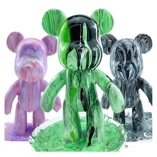 Набір для творчості 23 см флюїдний Ведмедик fluid violent bear bearbrick, з набором фарб - фото 8