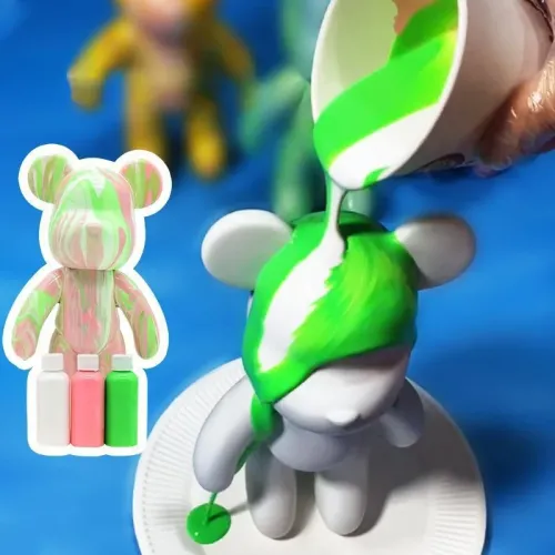Набір для творчості 23 см флюїдний Ведмедик fluid violent bear bearbrick, з набором фарб - фото 4