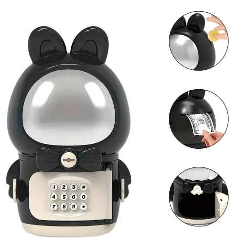 Дитяча електронна скарбничка-сейф Космонавт із кодовим замком Space piggy bank BLACK