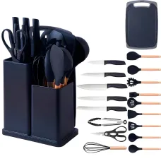 Силіконовий кухонний набір приладдя Kitchen stuff 19 предметів BLACK