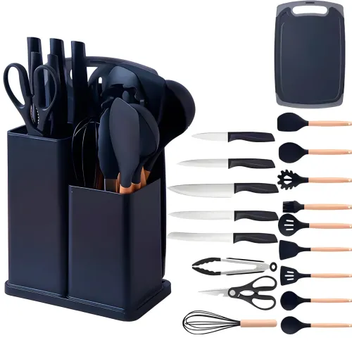 Силіконовий кухонний набір приладдя Kitchen stuff 19 предметів BLACK