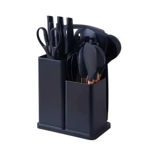 Силіконовий кухонний набір приладдя Kitchen stuff 19 предметів BLACK - фото 2