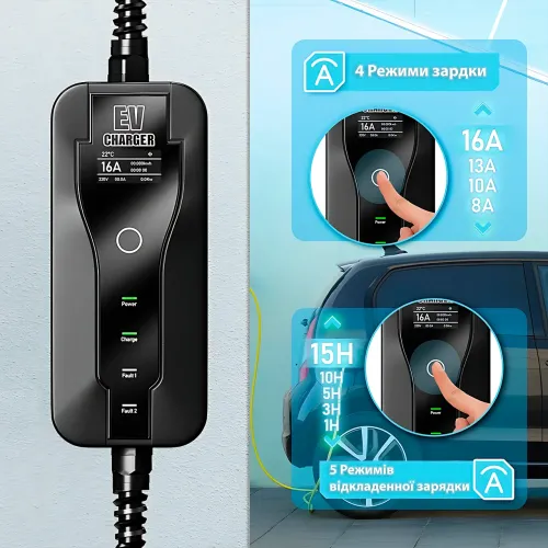 Зарядний пристрій для електромобіля 3.7 кВт 16 A 1-фаза Type 1 EV charge, 5 метрів кабель - фото 3
