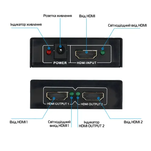 Активный HDMI разветвитель на 2 порта UHD, двунаправленный видео сплиттер 4К - фото 4