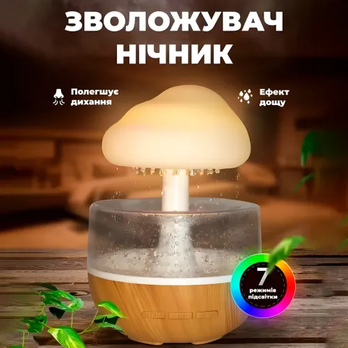 Зволожувач повітря Mushroom drop water Гриб аромадифузор-нічник - фото 3