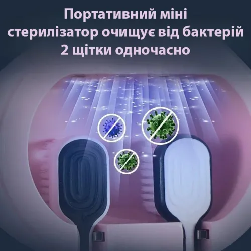Usb стерилізатор для 2-х зубних щіток toothbrush sterilizer XL-727. Акумуляторний, ультрафіолетове очищення. - фото 3