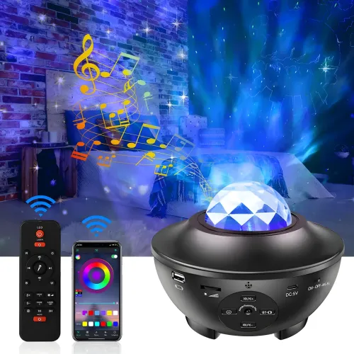 Нічник проєктор зоряне небо з Bluetooth Star master, 21 варіант світлових ефектів