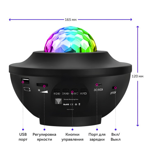 Ночник проектор звездное небо с Bluetooth Star master, 21 вариант световых эффектов - фото 4