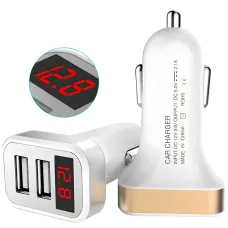 Адаптер у машину на 2 USB HC1 9001, Зарядка в прикурювач авто, З Вольтметром