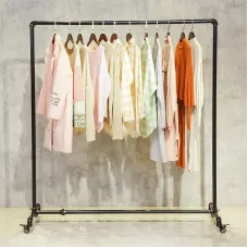 Пересувний вішак для одягу. Підлогова стійка Clothes Rack Black. Металевий вішак на колесах, чорний