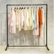 Пересувний вішак для одягу. Підлогова стійка Clothes Rack Black. Металевий вішак на колесах, чорний
