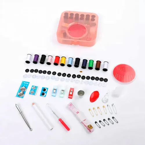 Набір для шиття SEWING KIT XL-695. Дорожній комплект для шиття та рукоділля. Набір для ремонту одягу, рожевий - фото 4