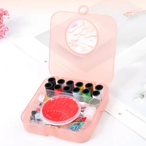 Набір для шиття SEWING KIT XL-695. Дорожній комплект для шиття та рукоділля. Набір для ремонту одягу, рожевий