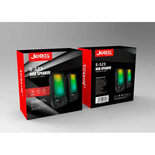 Колонки для PC 2.0 JEDEL S523. USB-динамік RGB з Bluetooth. Настільна стереоколонка для комп'ютера, 19x8 см. - фото 3