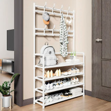 Стойка-вешалка для одежды с полкой для обуви. New simple floor clothes rack, 60х29.5х151 см, белая.