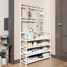 Стійка-вішалка для одягу з полицею для взуття. New simple floor clothes rack, 60х29.5х151 см, белая.