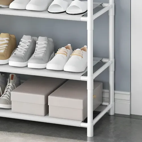 Стійка-вішалка для одягу з полицею для взуття. New simple floor clothes rack, 60х29.5х151 см, белая. - фото 4