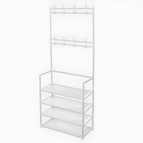 Стойка-вешалка для одежды с полкой для обуви. New simple floor clothes rack, 60х29.5х151 см, белая. - фото 6