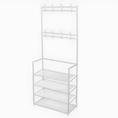 Стійка-вішалка для одягу з полицею для взуття. New simple floor clothes rack, 60х29.5х151 см, белая. - фото 6