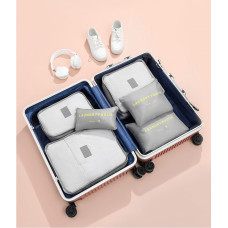 Набор 6 дорожных органайзеров Laundry Pouch. Комплект для вещей 6 в 1. Водонепроницаемая ткань, сетка, ручка