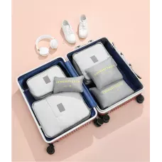 Набір 6 дорожніх органайзерів Laundry Pouch. Комплект для речей 6 в 1. Водонепроникна тканина, сітка, ручка