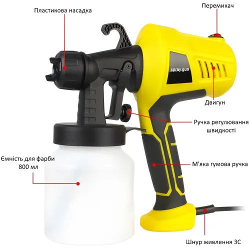 Електричний фарбопульт Electric Paint Sprayer, 500W, 3 ступені розпилення, 800 мл - фото 2