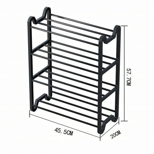 Обувная 4-х уровневая полка Shoe rack. Стеллаж для обуви AND 1-4. Подставка-органайзер 57х45х20 см, черный - фото 2