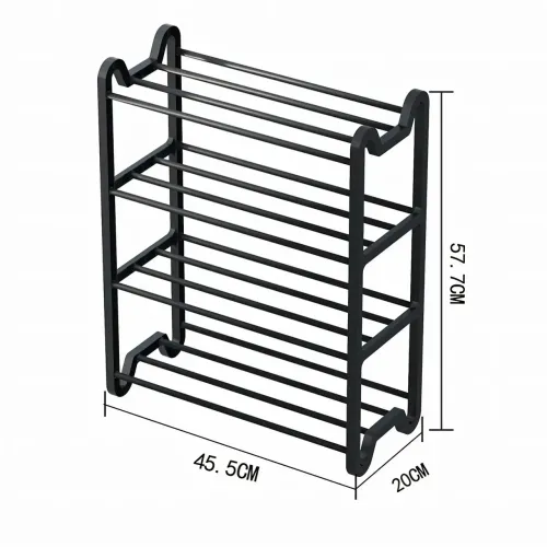 Взуттєва 4-рівнева полиця Shoe rack. Стелаж для взуття AND 1-4. Підставка-органайзер 57х45х20 см, чорний - фото 6