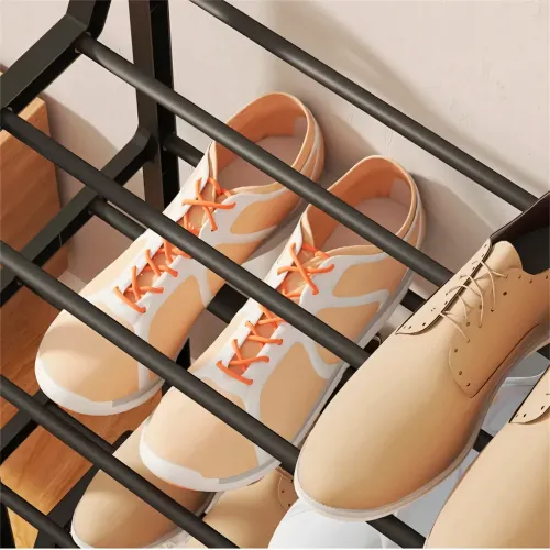 Взуттєва 4-рівнева полиця Shoe rack. Стелаж для взуття AND 1-4. Підставка-органайзер 57х45х20 см, чорний - фото 2