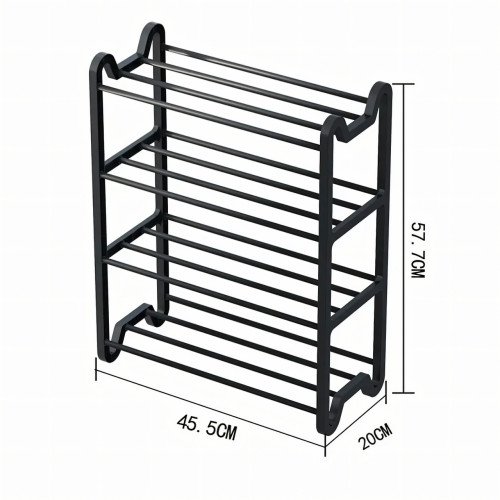Обувная 4-х уровневая полка Shoe rack. Стеллаж для обуви AND 1-4. Подставка-органайзер 57х45х20 см, черный - фото 2