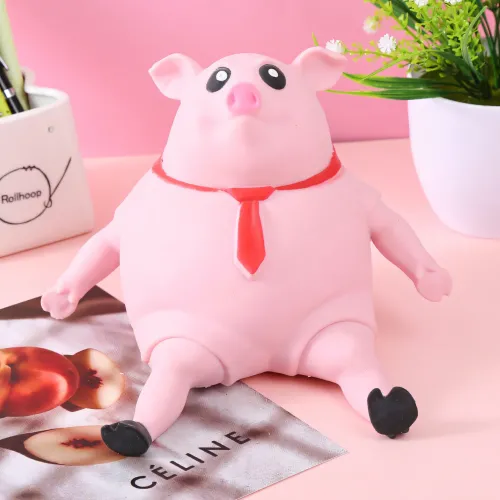 Антистресс-свинья, розовая сжимающаяся игрушка, Pink Pig поросенок сквиш, 2 размера, вакуумный песок, 20х20 см - фото 13