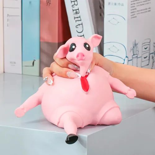 Антистресс-свинья, розовая сжимающаяся игрушка, Pink Pig поросенок сквиш, 2 размера, вакуумный песок, 20х20 см - фото 15