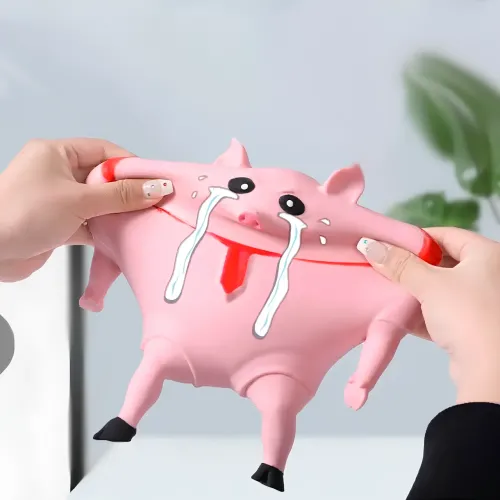Антистресс-свинья, розовая сжимающаяся игрушка, Pink Pig поросенок сквиш, 2 размера, вакуумный песок, 20х20 см - фото 16