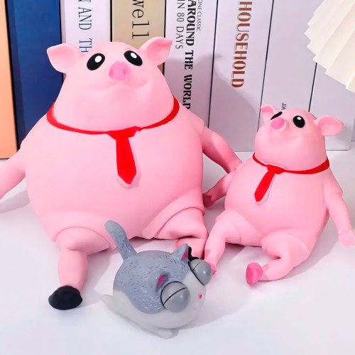 Антистресс-свинья, розовая сжимающаяся игрушка, Pink Pig поросенок сквиш, 2 размера, вакуумный песок, 20х20 см - фото 9