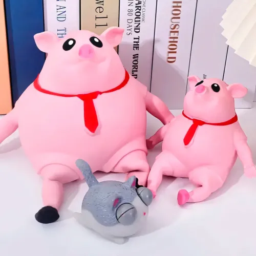 Антистресс-свинья, розовая сжимающаяся игрушка, Pink Pig поросенок сквиш, 2 размера, вакуумный песок, 20х20 см - фото 18