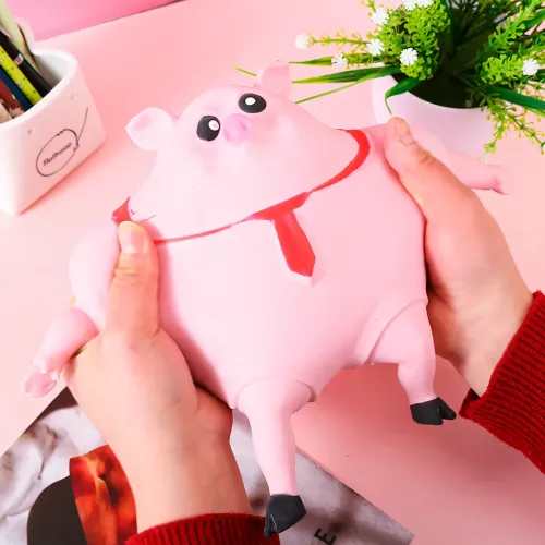 Антистрес-свинка, рожева іграшка, що стискається. Pink Pig порося сквіш. 2 розміри, вакуумний пісок - фото 3
