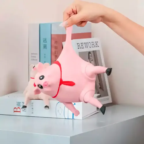 Антистрес-свинка, рожева іграшка, що стискається. Pink Pig порося сквіш. 2 розміри, вакуумний пісок - фото 2