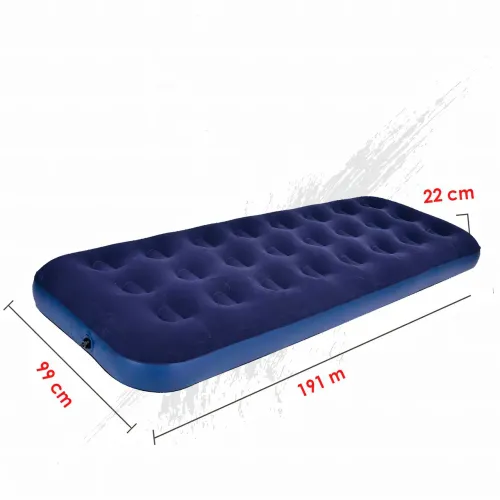 Надувной матрас Avenli Flocked Air Bed Twin, одноместный 191х99х22см, водоотталкивающий велюр и ПВХ, синий - фото 6