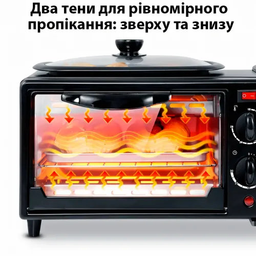 Мультипечь 3в1 Su Tai ST-301 объем 12 л, с кофеваркой 0.5 л и сковородой гриль, 4500W - фото 4