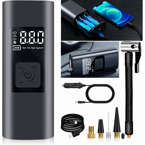 Аккумуляторный портативный компрессор для велосипедов и автомобилей air pump CZCQ-101, 6000mAh, 10.3 Bar - фото 10