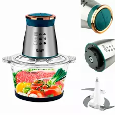 Електричний подрібнювач RAF 7040, кухонний комбайн із неіржавкої сталі 800 Вт, 2 швидкості, чаша 2 л