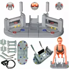 Багатофункційний домашній тренажер Iron Gym, упори для віджимань, опора з таймером для планки, 33-44 см