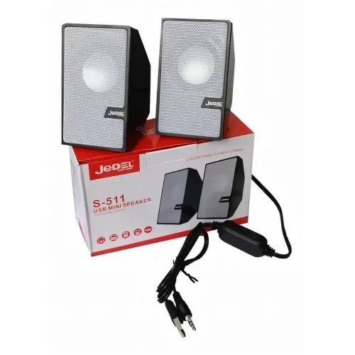 Колонки JEDEL S511, 2.0 USB+3,5 ММ, проводная стерео акустика для PC и ноутбука, 3 Вт*2, черный цвет - фото 2