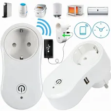 Розумна розетка з Wi-Fi + USB, інтелектуальна смарт-розетка TUYA з керуванням смартфоном, біла